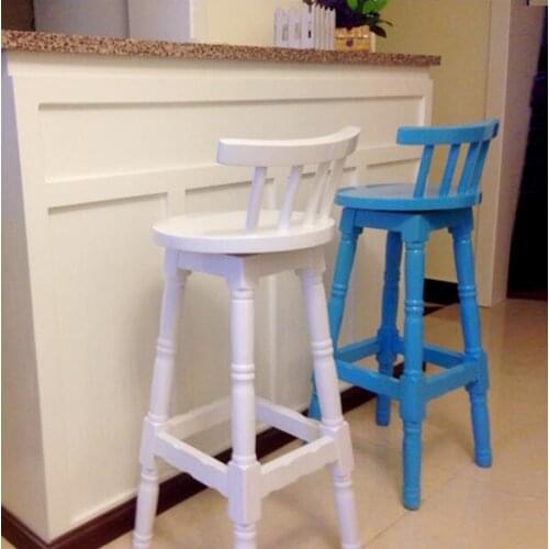 Continental rotating chair wood bar stool solid wood bar chair modern style bar stool