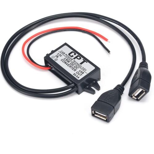 Mayitr Electrical 12V To 5V for Auto Car Dual USB Power Converter Module Cable Adapter Connector for Motor 3A Charger