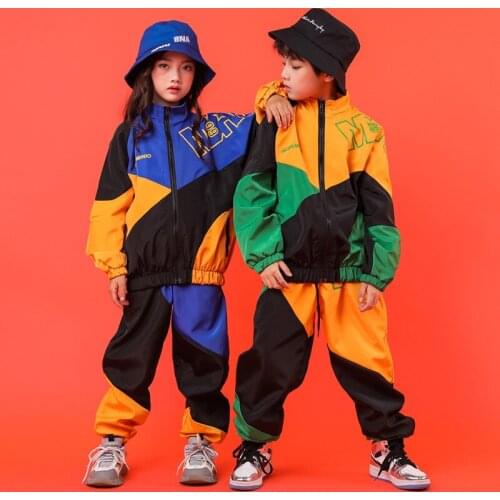 Kid Fashion Cool Hip Hop Clothing Top Jacket Pullover Pocket Casual Jogger Pants For Girls Boys Jazz Dance Costume Clothes Wear