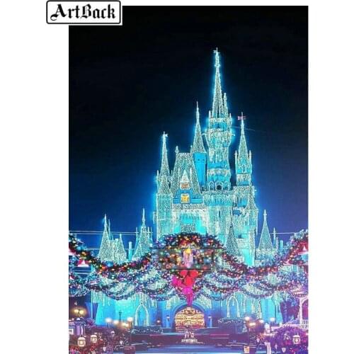 New 5d diy diamond painting castle view square full of drill 3D diamond embroidery mosaic kit home decor gift ARD37