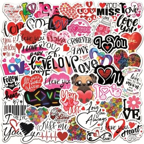 10/50Pcs I LOVE YOU Stickers Divination Stickers For Luggage Laptop Refrigerator Motorcycle Skateboard Pegatinas