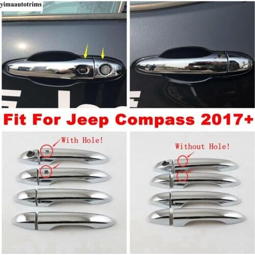 Car Outer Door Handle Grab Door Bowl Protection Cover Sticker Trim For Jeep Compass 2017 - 2020 ABS Chrome Exterior Refit Kit