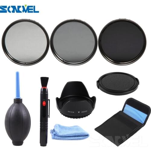 ND Filter Neutral Density ND2 ND4 ND8 Filters 49MM 52MM 55MM 58MM 62MM 67MM 72MM 77MM +Cleaning kit for Canon Nikon Sony DC Lens