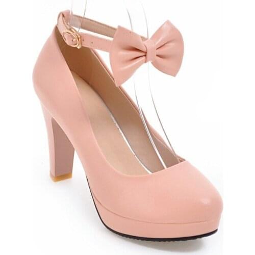 The new 2018 shallow mouth waterproof high with bowknot is thick with restoring ancient ways round head