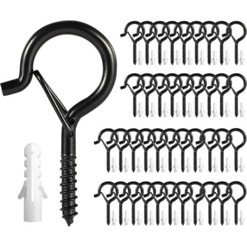 2021 New 40 Pcs Household Ceiling Screw Hooks Lamp Holder Hooks Suitable For Outdoor Lights Birdhouses with Safety Buckle Design