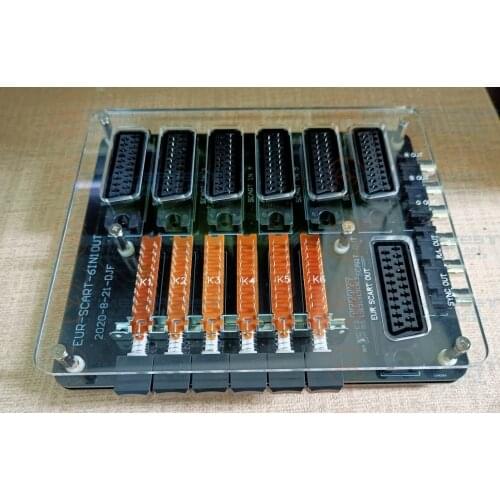 NEW 6 IN 1 OUT Manual switcher 6 way in SCART ( EUR ) and 1 way out ( 1*SCART European output + 1 RGBS RCA output) distributor