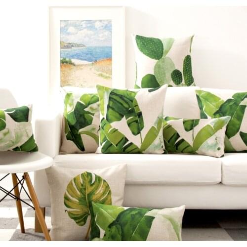New Vintage Pillow case Tropical Palm Ceriman Watercolor Green Leaf Cactus Home decorative Cushion Cover 45x45cm/30x50cm