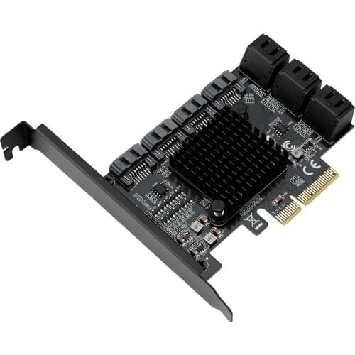 PCIE to SATA Card 10 Ports 6 Gbps SSD Adapter PCIe Controller Expansion Card Built-in Adapter for Desktop PC ASM1166