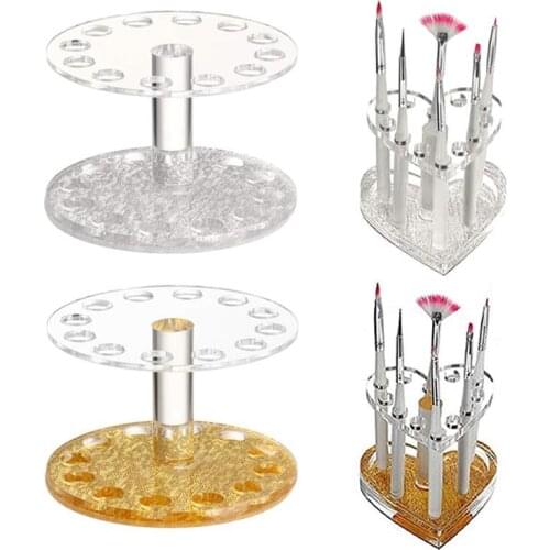 Kapmore Nail Brush Holder Acrylic Transparent Nail Art Pen Holder Makeup Brush Stand Nail Makeup Brush Display Stand Shelves