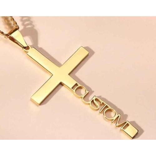 Custom Name Cross Necklaces Engraved Name Necklace Personalize 18k Gold Cross Nameplate 925 silver Jelwery For Women Men Gift