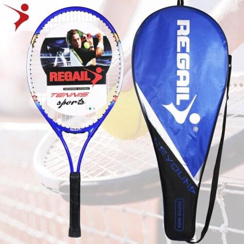 Professional Aluminum Alloy Tennis Training Racket For Young Adults Rackets Shock Absorption Handle With Training Device