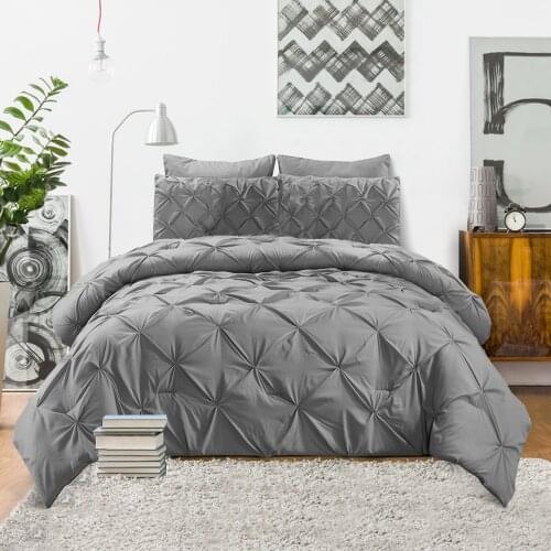 Luxury Egyptian Cotton Bedding Set Nordic Pinch Pleated Bed Linen Double Duvet Cover and Pillowcase 3pcs No Sheet Queen Bed Sets