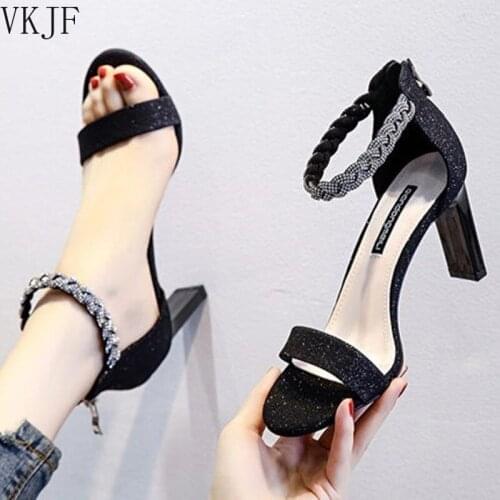 Women High Heel Sandals Soft Zipper Summer Shoes Square Heel Dress Sandal Ankle Braided Leather Sandals Open Toe Shoes for Women