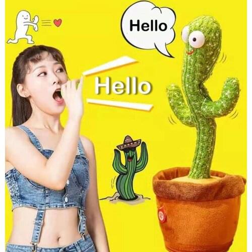 Dancing Cactus Toy Shake Cactus Talking Plush Toy Luminous Recording Learning To Speak Twisting Plush Toys Kids Education Gift