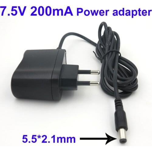 VORED High quality DC 7.5V 200mA Charger Switch Power Supply Adapter EU/US/AU/UK Plug 5.5x 2.1mm for Incubator Free Shipping