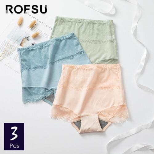 RMW Soft Cotton Lace Panties Women Sexy Transparent Nylon Female Boxer Boyshorts Underwear Breathable High Waist Lingerie 3 Pcs