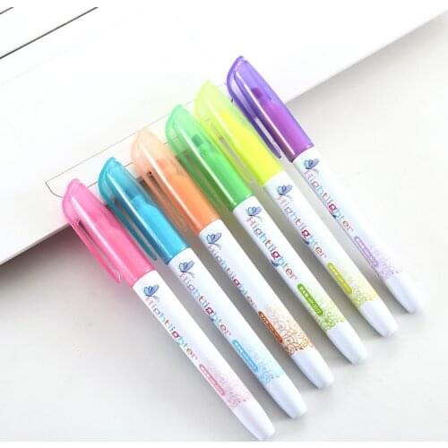 12 PCs Highlighter Color Oblique Head Marker Key Marker Graffiti Marker Color Pencil Wholesale