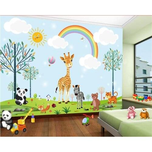 Beibehang papel de parede 3d wallpaper Cute and fashionable silk wallpaper animal children boys and girls room background wall