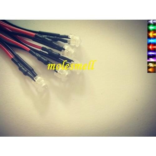 5pcs 3mm 24v DC Pre-Wired round LED with white Bezel Holder Light Lamp red yellow blue green white orange uv pink warm white
