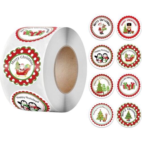 500Pcs Merry Christmas Stickers 500pcs Animals Snowman Trees Decorative Stickers Wrapping Gift Box Label Christmas Tags
