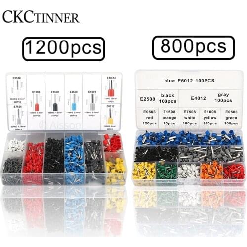 800pcs 1200pcs Insulate Cold Pressed Terminal Ferrule Insulated Double Wiring VE Cable Connector Dual Wire Tube Terminal Kit Set