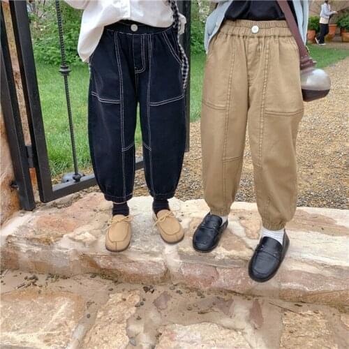 Pants Full Length Elastic Waist Solid Regular Cotton New Fashion Sweet Cool Comfortable Spring Autumn Unisex Children