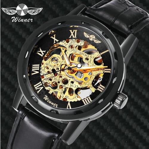 Woman Watch Gold Dial Skeleton Watches Women Fashion Watch 2020 Top Brand Luxury Mechanical Leather Band Ladies Watch relogio