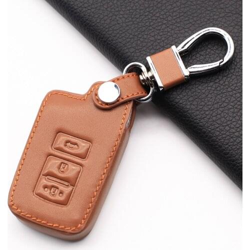 Genuine Leather Car Key Case Cover for Toyota camry corolla avalon rav4 land cruiser 3 Buttons intelligent Protect Shell