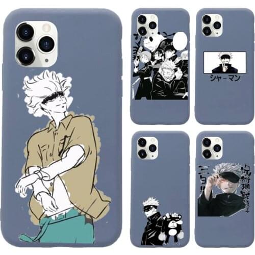 Anime Jujutsu Kaisen Phone Case Blue Candy Color for iPhone 11 12 mini pro XS MAX 8 7 6 6S Plus X SE 2020 XR