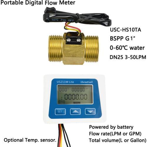 US211M Lite Digital Flow Meter Reader Display With USC-HS10TA Water Flow Sensor