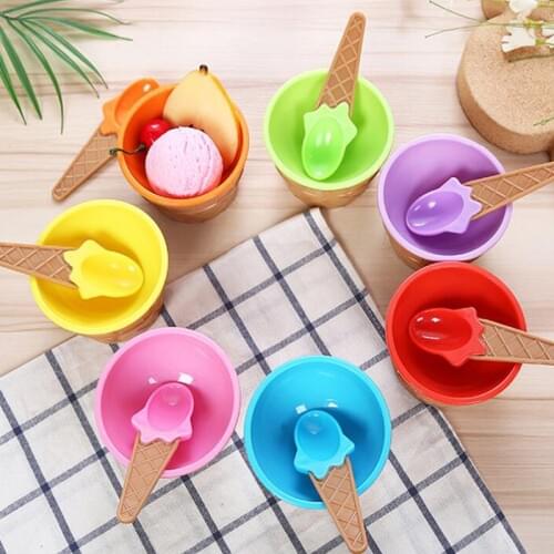 Colour lovely kids Ice Cream Bowls Ice cream Cup Couples Bowl Dessert bowl a spoon Children Tableware Bol
