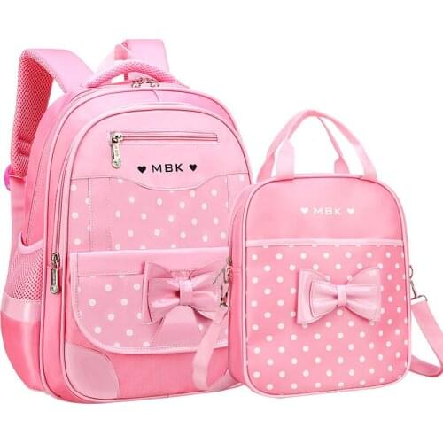 Children School Bag Girls Fashion Dot Cute Bow School Backpack For 6-12 Year Old Kids Lightweight Bookbag For The Best Gift Sac