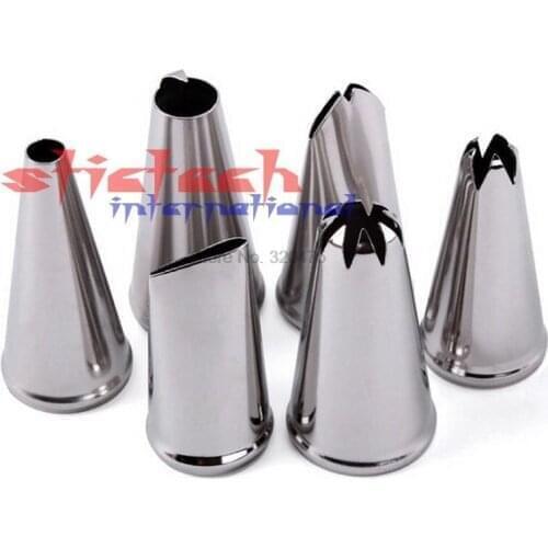 By dhl or ems 200 sets ,6 pieces/set stainless steel Pastry Icing Piping Nozzles tip DIY fondant cake decorating tools