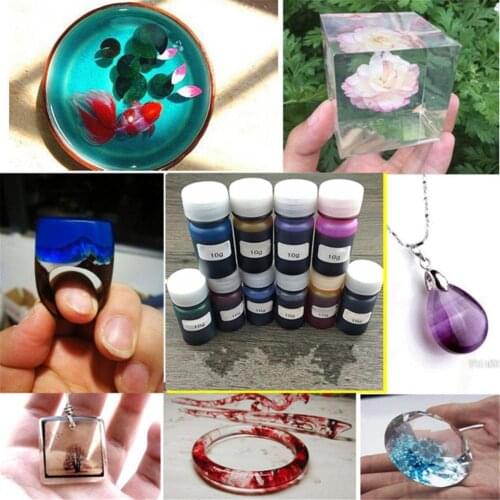 10 Colors 10g Crystal Phone Case Epoxy Shell Jewelry Material Epoxy UV Resin Dye Colorant Resin Pigment Mix Color DIY Craft