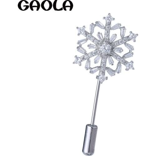 GAOLA 2017 New Classic Fashionable Silver Color Zirconia Flower Women Brooch GLX0184