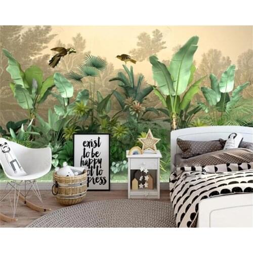 Custom Wallpaper Medieval HD Tropical Rainforest Plant Landscape Background Wall mural Tapestry Living Room Bedroom 3d wallpaper