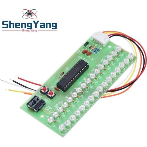 MCU Adjustable Display Pattern LED VU Meter Level Indicator Amplifier Audio 16 LED Dual Channel Green lamp light DC 8V to 12V