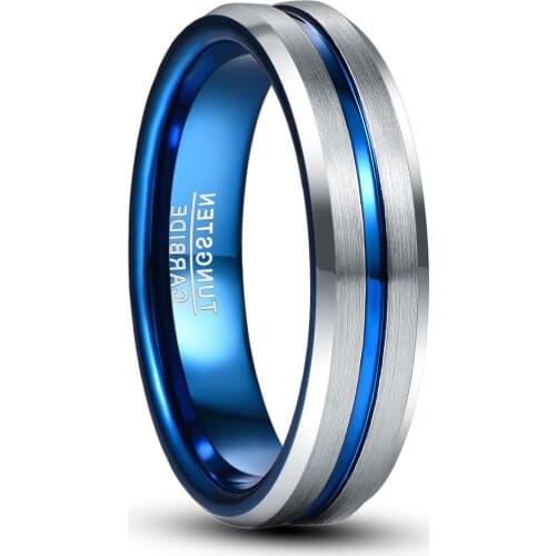 Fashion 6mm Matte Blue Groove Men Tungsten Rings Tungsten Carbide Engagement Rings Bijoux de Luxe