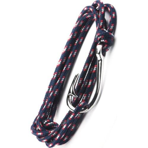 Multilayer Rope Fish Metal Hook Bracelet Pulseras Hombre Hope Nautical Anchor-Sailor Anchor Bracelets Men Father Gifts