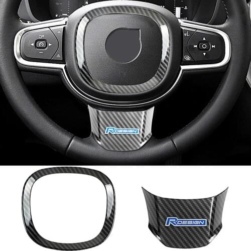 Car Steering Wheel Center Logo Frame Trim Sticker R-Design Emblem Cover For Volvo S90 V90 XC60 XC90 Internal Car Styling