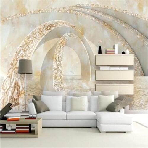 Milofi custom non-woven wall paper marble material 3D TV sofa background wall three-dimensional space mural