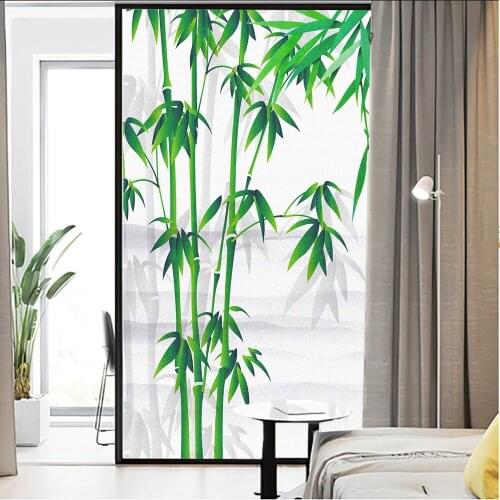 Window Film Privacy Bamboo Glass Sticker UV Blocking Heat Control Window Coverings Window Tint for Homedecor