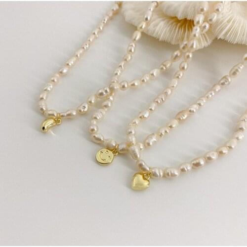 Huge Bud Heart Pendant Necklace Fashionable Retro Necklaces Freshwater Pearl Clavicle Chain Pearl Choker for Women Jewelry Gifts