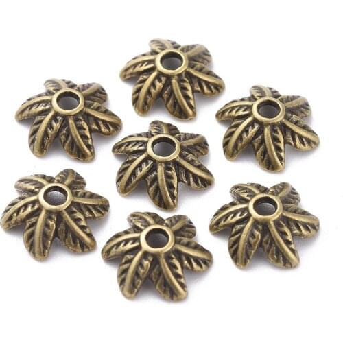 Tibetan Silver Color Bead Caps, Lead Free & Nickel Free & Cadmium Free, Antique Bronze Color about 11mm long 10mm wide 5mm thick