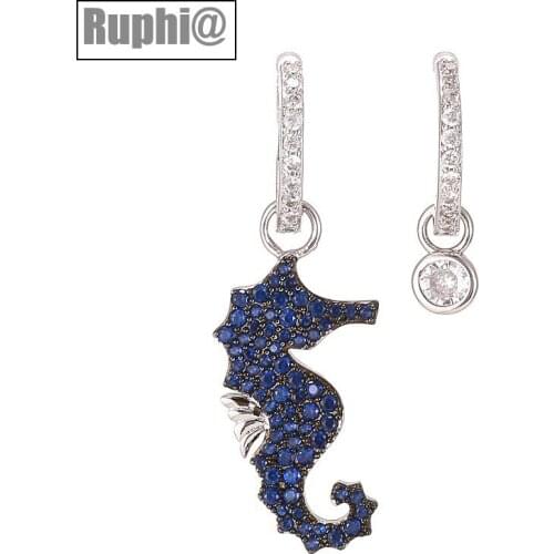 New Zircons Animal Seahorse Dolphin Fashion Clip Earrings Asymmetric Marine Style Earrings Quality Earrings