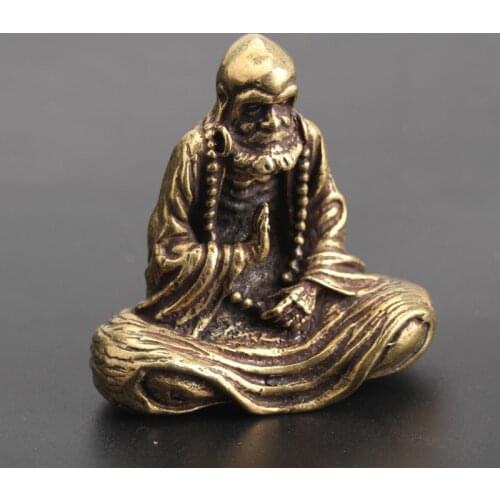 Pure Copper Dharma Buddha Statue Home Decor Brass Bodhi Ancestor Sculpture Vintage Living Room Office Desk Decoration Ornaments