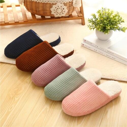 Winter Indoor Women Slippers House Plush Soft Cotton Slippers Non-slip Floor Shoes Home Slippers Women Slides For Bedroom
