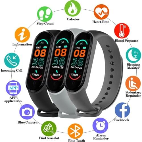 New M6 Color Screen Magnetic Charging Smart Wristbands Sports Pedometer Bluetooth-Compatible Electronic Bracelet