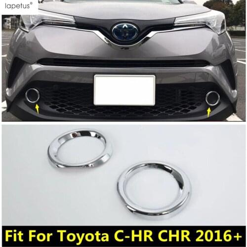 Lapetus ABS Chrome Accessories Fit For Toyota C-HR CHR 2016 - 2019 Front Head Fog Lights Foglight Lamps Ring Molding Cover Trim