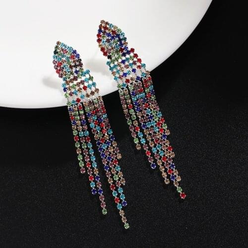 YFJEWE Luxury Crystal Long Tassel Earrings AB Color Dangle Drop Earring Brincos Wedding Engagement Jewelry Accessories E640